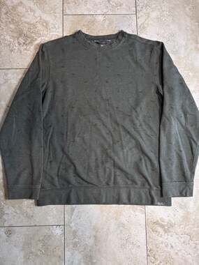 Eddie Bauer Olive Green Crewneck Sweatshirt All-Over Moose Pattern